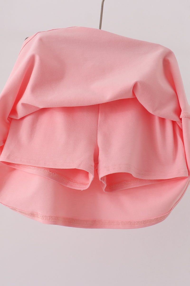 Pink Castle Applique Ruffle Skorts Set - Aaria Tees Aaria Tees