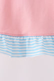 Pink Princess Embroidery Stripe Ruffle Bloomer Set - Aaria Tees Aaria Tees