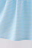 Blue Stripe Princess Embroidery Ruffle Dress - Aaria Tees Aaria Tees