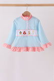 Blue Stripe Princess Embroidery Ruffle Pullover - Aaria Tees Aaria Tees