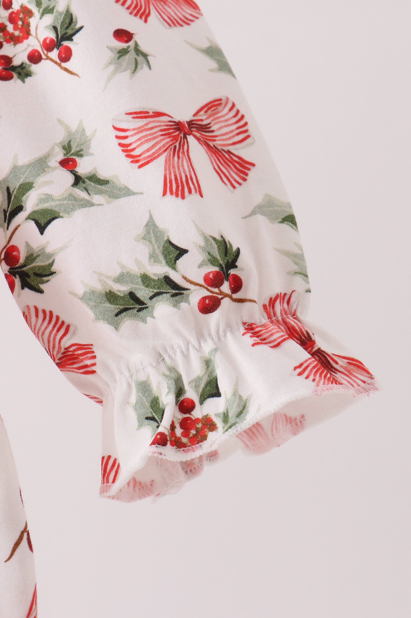 Red Holly Bow Smocked Lace Bubble - Aaria Tees Aaria Tees
