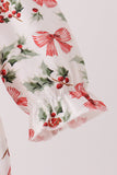 Red Holly Bow Smocked Lace Bubble - Aaria Tees Aaria Tees