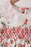 Red Holly Bow Smocked Lace Bloomer Set - Aaria Tees Aaria Tees