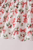 Red Holly Bow Smocked Lace Bloomer Set - Aaria Tees Aaria Tees