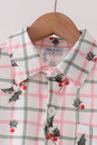 Red Holly Button Down Shirt - Aaria Tees Aaria Tees
