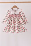 Red Holly Bow Smocked Lace Dress - Aaria Tees Aaria Tees