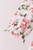 Red Holly Bow Smocked Lace Dress - Aaria Tees Aaria Tees