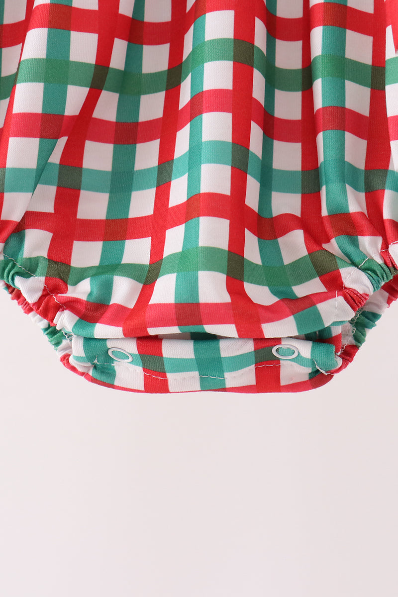 Red Character Embroidery Gingham Bubble - Aaria Tees Aaria Tees