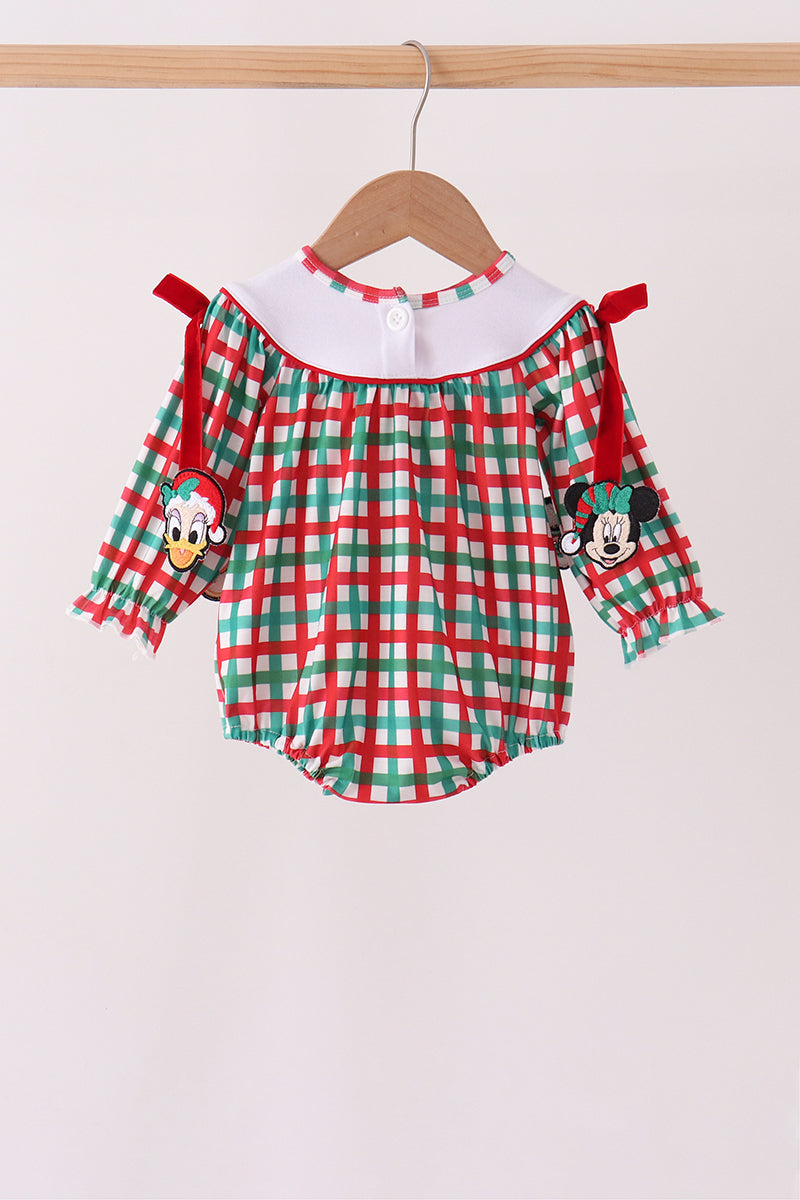 Red Character Embroidery Gingham Bubble - Aaria Tees Aaria Tees