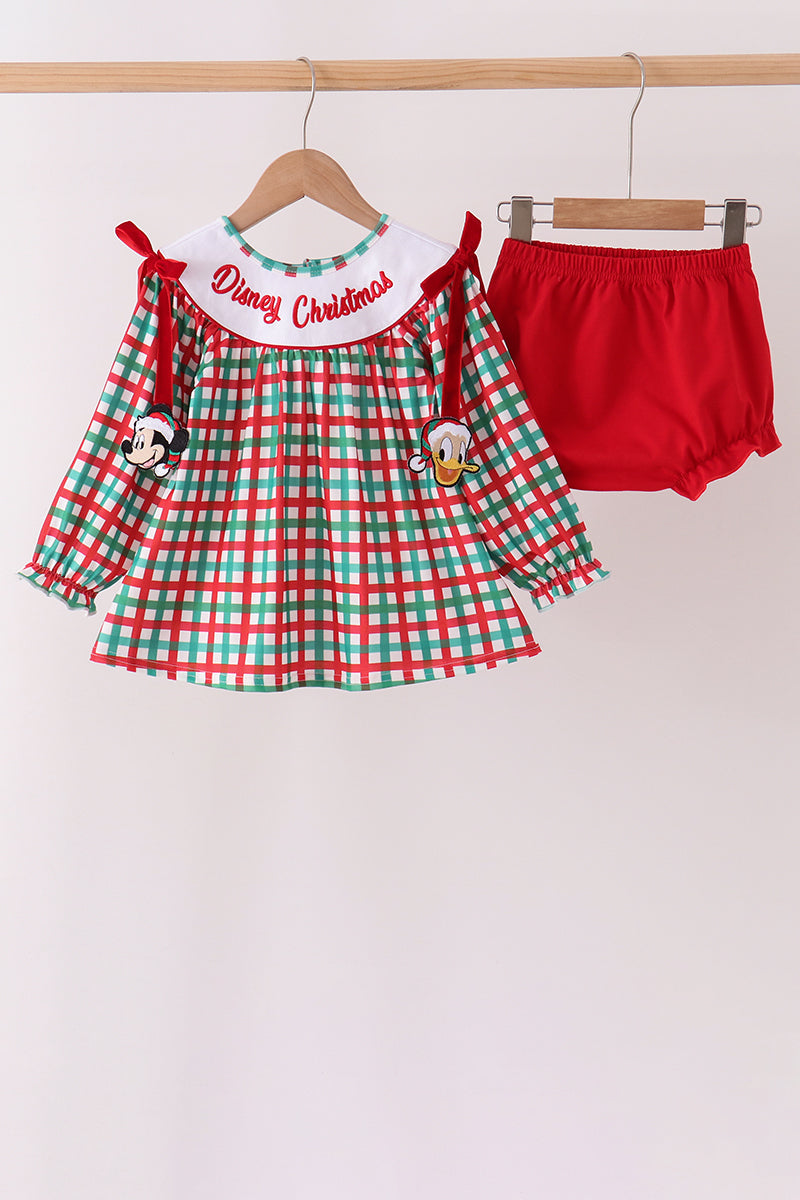 Red Character Embroidery Gingham Bloomer Set - Aaria Tees Aaria Tees