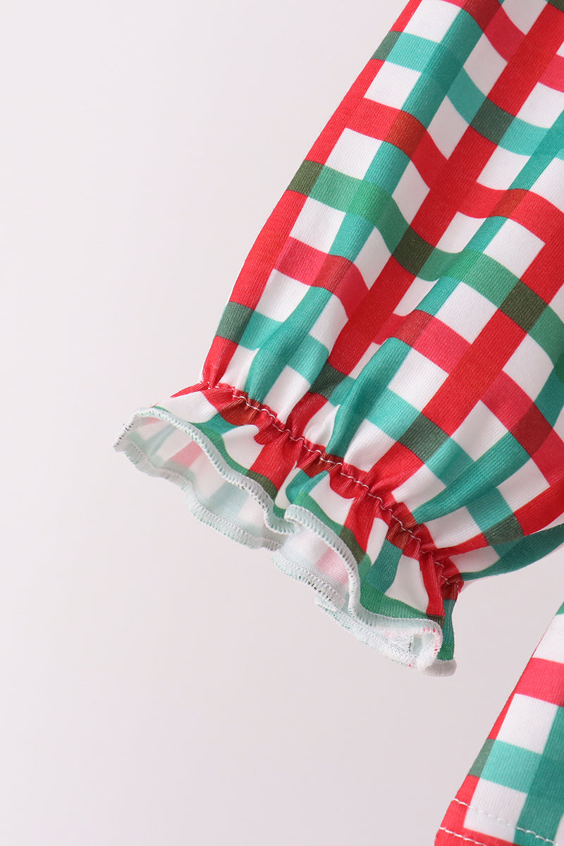 Red Character Embroidery Gingham Bloomer Set - Aaria Tees Aaria Tees