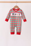 Red Character Embroidery Gingham Romper - Aaria Tees Aaria Tees