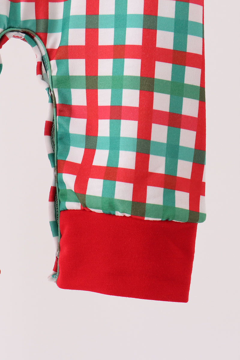 Red Character Embroidery Gingham Romper - Aaria Tees Aaria Tees