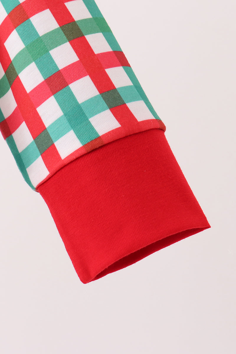 Red Character Embroidery Gingham Romper - Aaria Tees Aaria Tees