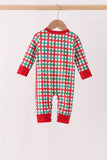 Red Character Embroidery Gingham Romper - Aaria Tees Aaria Tees