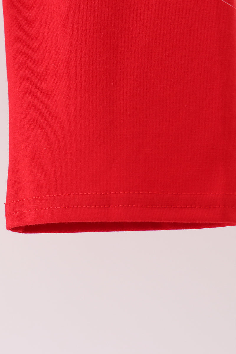 Red Character Embroidery Gingham Pants Set - Aaria Tees Aaria Tees