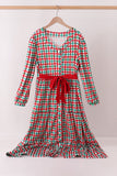 Red Bow Gingham Mom Dress - Aaria Tees Aaria Tees