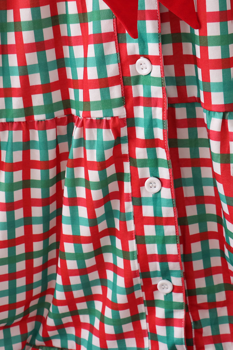 Red Bow Gingham Mom Dress - Aaria Tees Aaria Tees