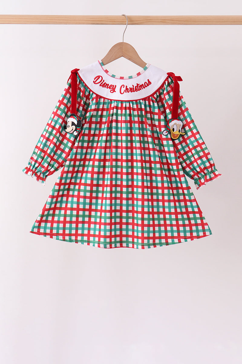 Red Character Embroidery Gingham Dress - Aaria Tees Aaria Tees