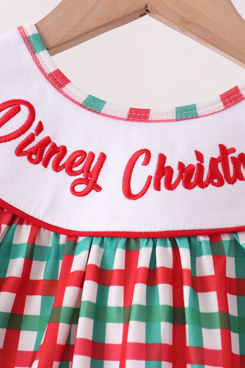 Red Character Embroidery Gingham Dress - Aaria Tees Aaria Tees