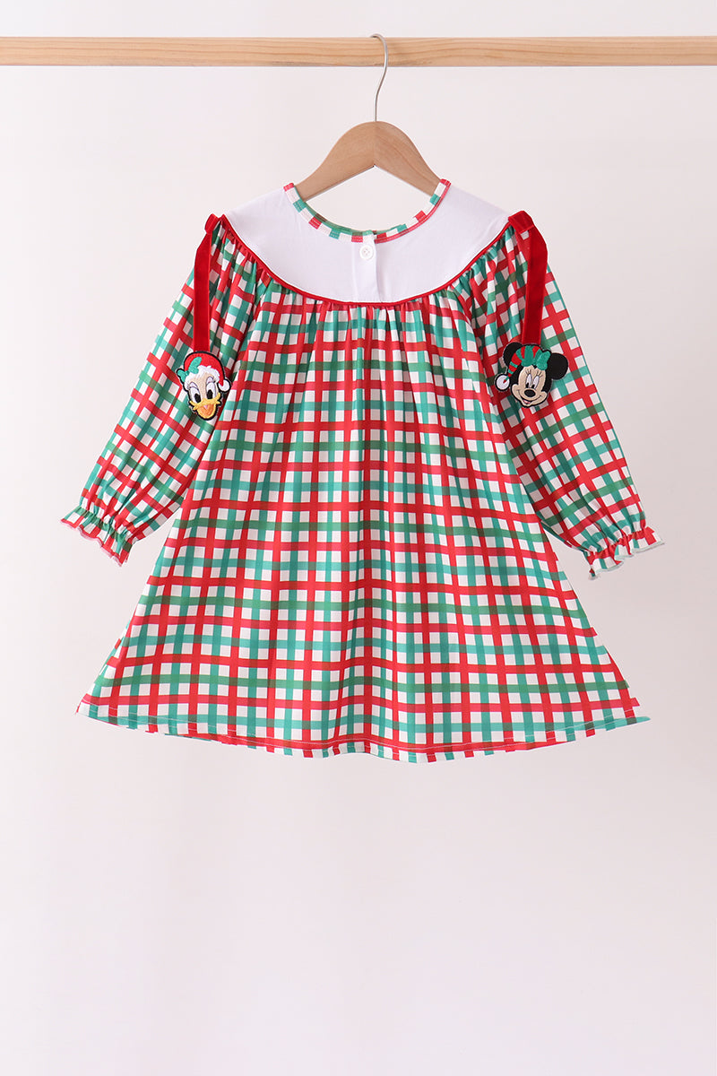 Red Character Embroidery Gingham Dress - Aaria Tees Aaria Tees