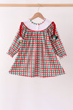 Red Character Embroidery Gingham Dress - Aaria Tees Aaria Tees