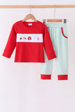 Red Farm Embroidery Pants Set - Aaria Tees Aaria Tees
