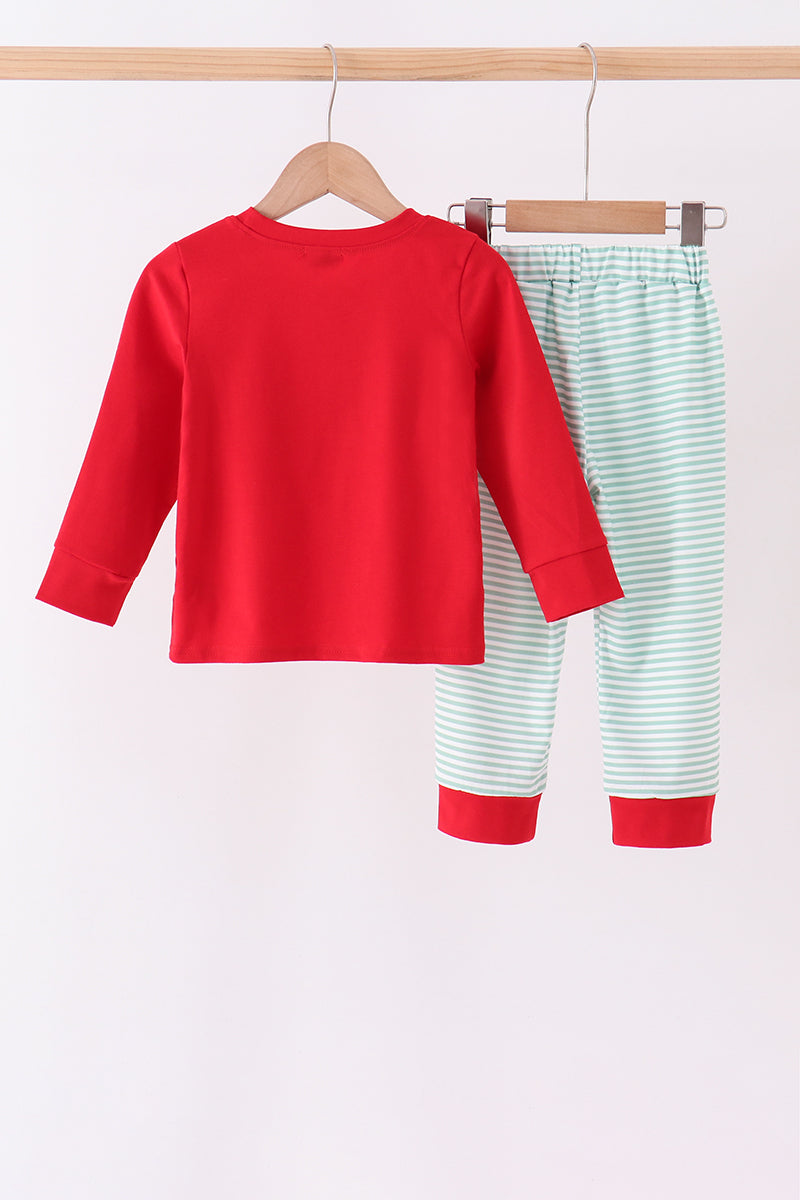 Red Farm Embroidery Pants Set - Aaria Tees Aaria Tees