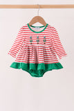 Red Nutcracker Embroidery Stripe Ruffle Bubble - Aaria Tees Aaria Tees