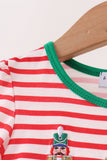 Red Nutcracker Embroidery Stripe Ruffle Bubble - Aaria Tees Aaria Tees