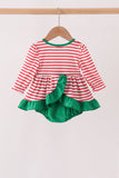 Red Nutcracker Embroidery Stripe Ruffle Bubble - Aaria Tees Aaria Tees