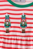 Red Nutcracker Embroidery Ruffle Stripe Romper - Aaria Tees Aaria Tees