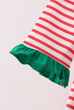 Red Nutcracker Embroidery Ruffle Stripe Romper - Aaria Tees Aaria Tees