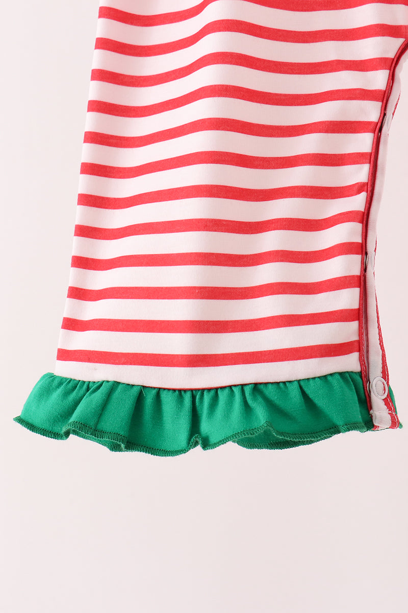 Red Nutcracker Embroidery Ruffle Stripe Romper - Aaria Tees Aaria Tees