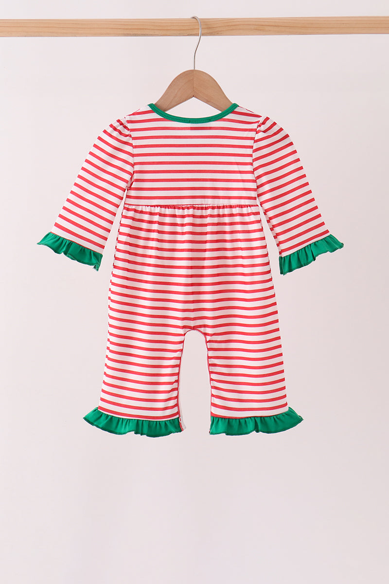 Red Nutcracker Embroidery Ruffle Stripe Romper - Aaria Tees Aaria Tees