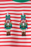Red Nutcracker Embroidery Stripe Pants Set - Aaria Tees Aaria Tees