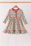 Green Christmas Bow Ruffle Bamboo Dress - Aaria Tees Aaria Tees