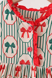 Green Christmas Bow Ruffle Bamboo Dress - Aaria Tees Aaria Tees