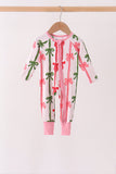 Pink Bow Zip Bamboo Romper - Aaria Tees Aaria Tees