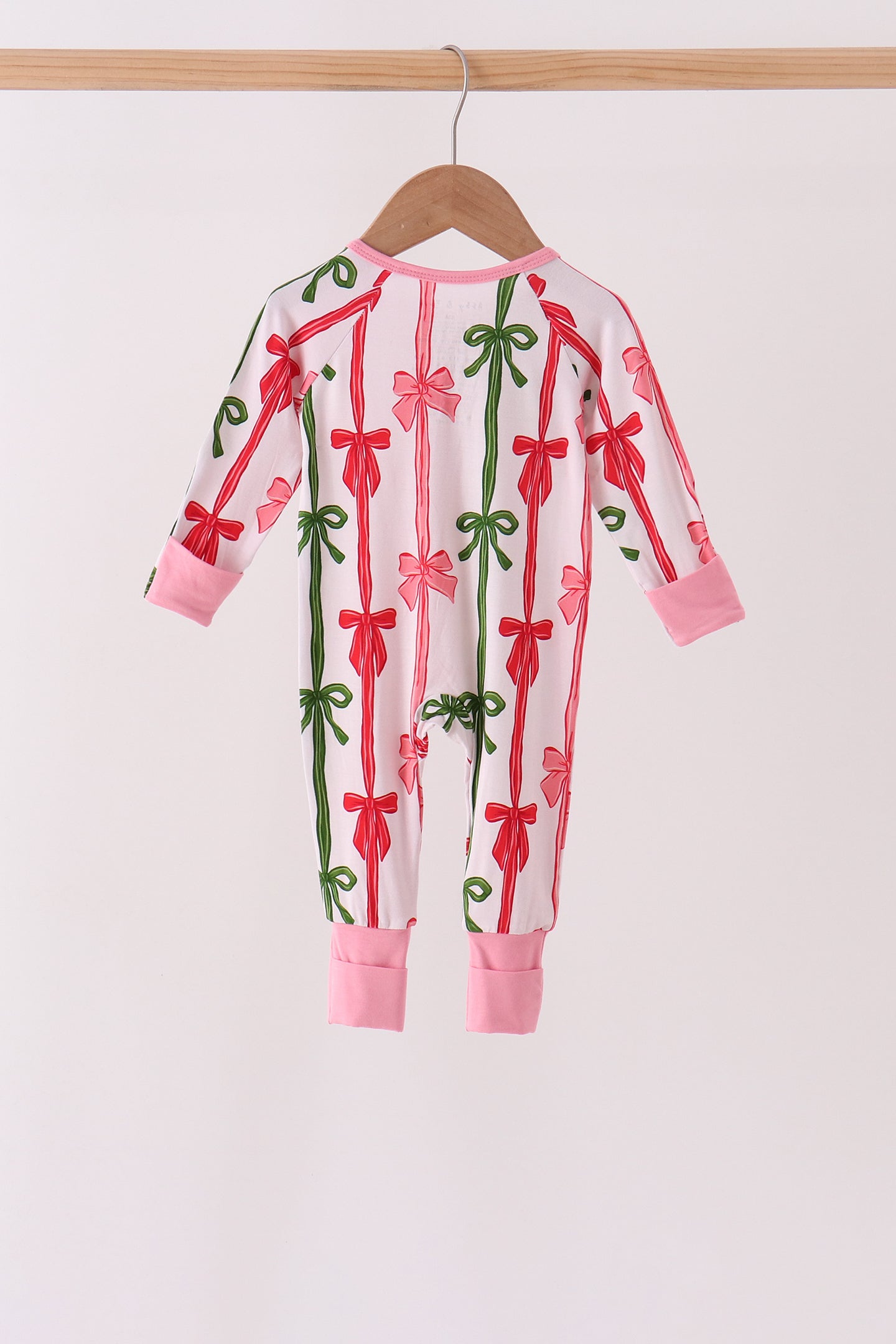 Pink Bow Zip Bamboo Romper - Aaria Tees Aaria Tees
