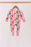 Pink Bow Zip Bamboo Romper - Aaria Tees Aaria Tees