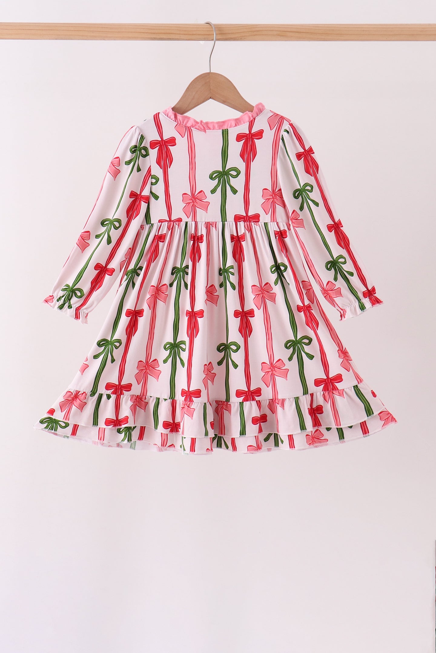 Pink Bow Ruffle Bamboo Dress - Aaria Tees Aaria Tees