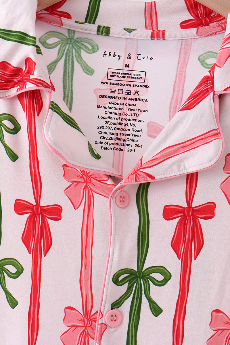 Pink Bow Bamboo Mom Dress - Aaria Tees Aaria Tees