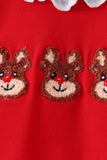 Red Reindeer French Knot Ruffle Romper - Aaria Tees Aaria Tees