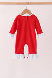Red Reindeer French Knot Ruffle Romper - Aaria Tees Aaria Tees