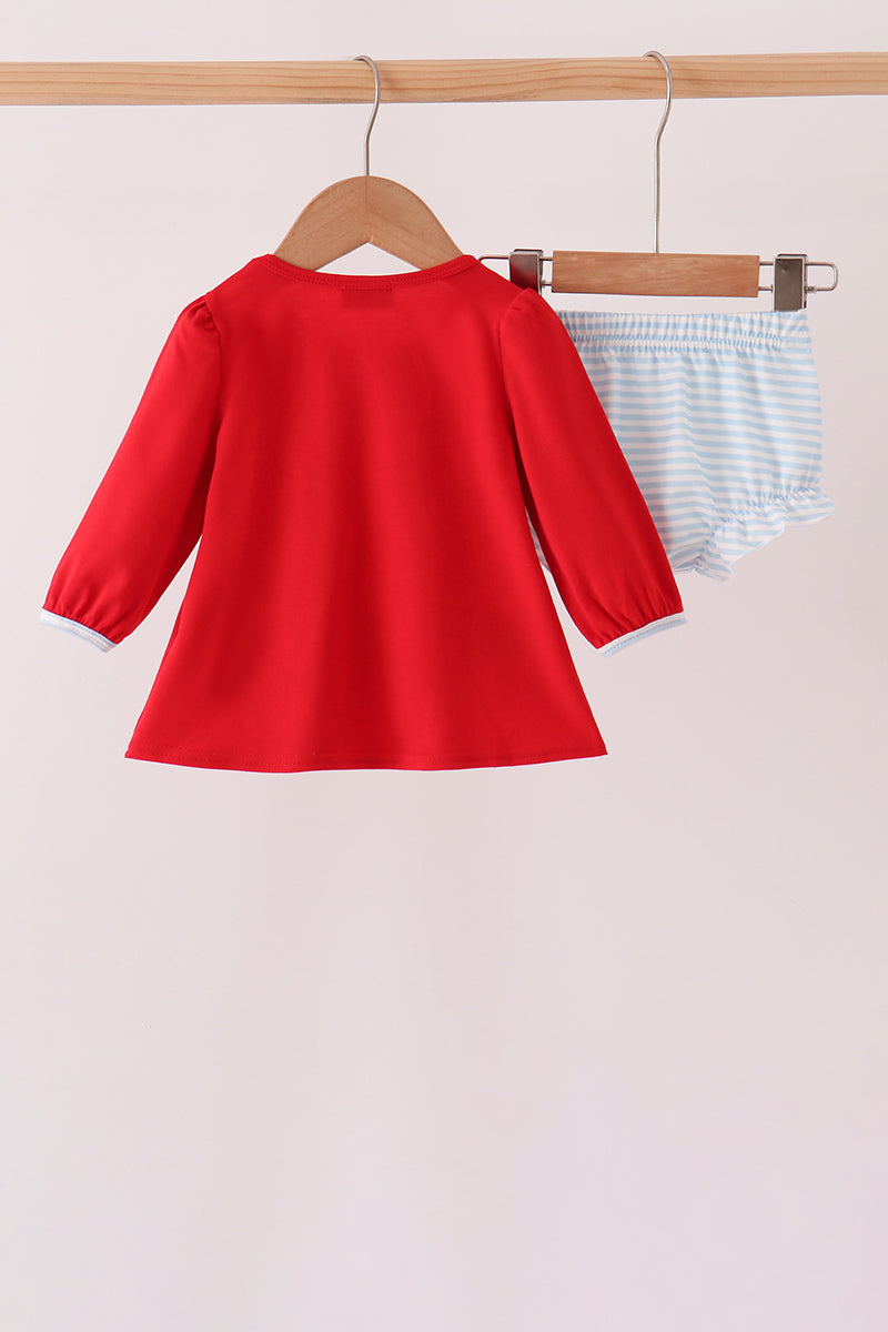 Red Reindeer French Knot Bloomer Set - Aaria Tees Aaria Tees