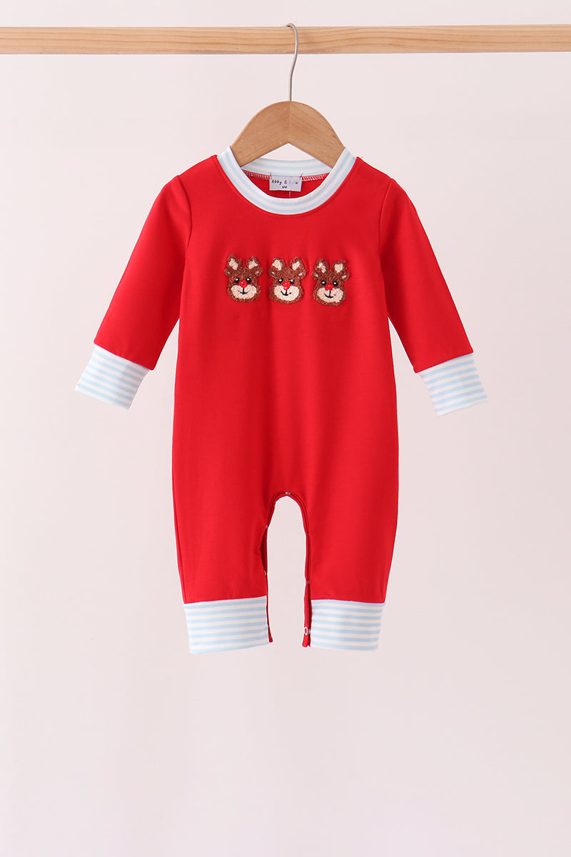 Red Reindeer French Knot Romper - Aaria Tees Aaria Tees