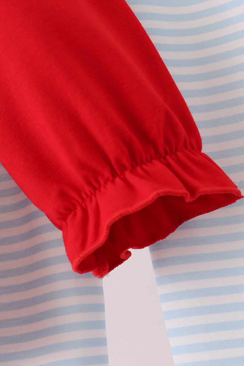 Red Reindeer French Knot Ruffle Pants Set - Aaria Tees Aaria Tees