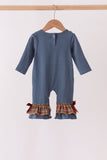 Blue Nativity Embroidery Ruffle Romper - Aaria Tees Aaria Tees