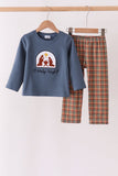 Blue Nativity Embroidery Pants Set - Aaria Tees Aaria Tees